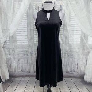 Worthington Medium Black Velvet Velour Keyhole Dress Short Sleeveless Cocktail